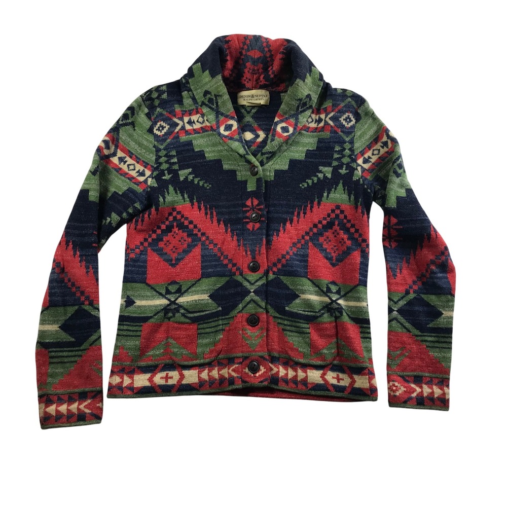 Denim & Supply Ralph Lauren Southwestern Shawl Collar Cardigan Cotton Small